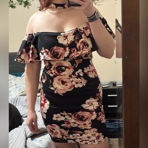 Haute Monde Strapless Dress Black and Pink M
